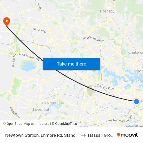 Newtown Station, Enmore Rd, Stand A to Hassall Grove map