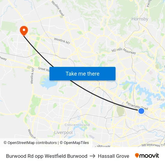 Burwood Rd opp Westfield Burwood to Hassall Grove map
