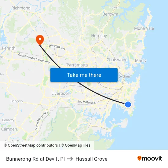 Bunnerong Rd at Devitt Pl to Hassall Grove map