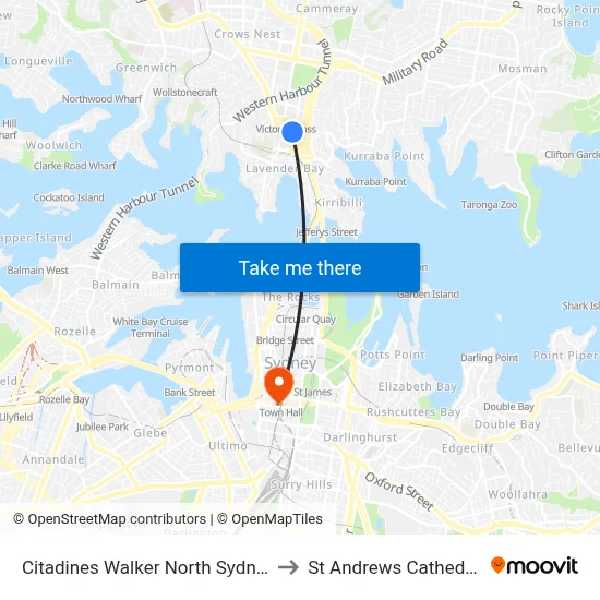 Citadines Walker North Sydney to St Andrews Cathedral map