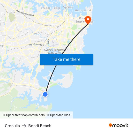 Cronulla to Bondi Beach map