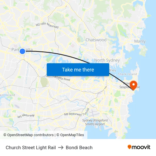 Church Street Light Rail to Bondi Beach map