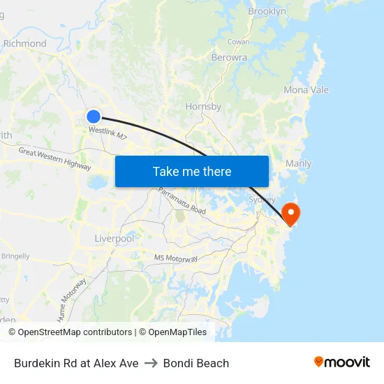 Burdekin Rd at Alex Ave to Bondi Beach map