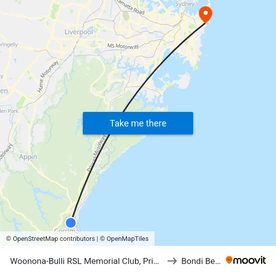 Woonona-Bulli RSL Memorial Club, Princes Hwy to Bondi Beach map
