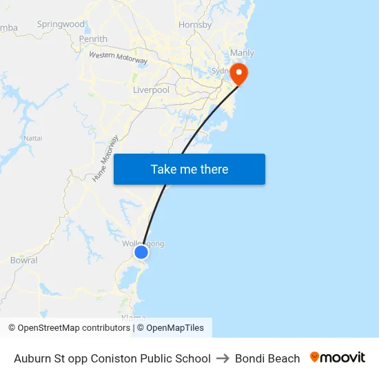 Auburn St opp Coniston Public School to Bondi Beach map