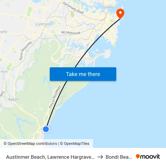 Austinmer Beach, Lawrence Hargrave Dr to Bondi Beach map