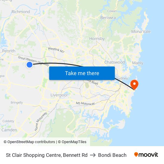 St Clair Shopping Centre, Bennett Rd to Bondi Beach map