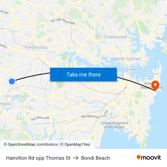 Hamilton Rd opp Thomas St to Bondi Beach map