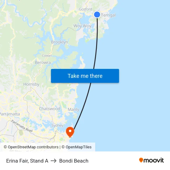 Erina Fair, Stand A to Bondi Beach map