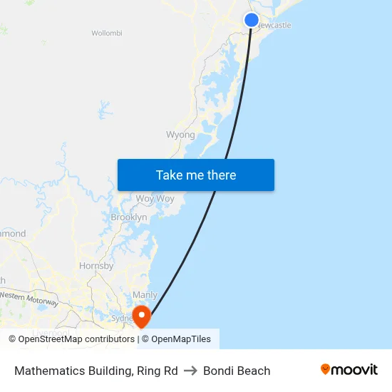 Mathematics Building, Ring Rd to Bondi Beach map