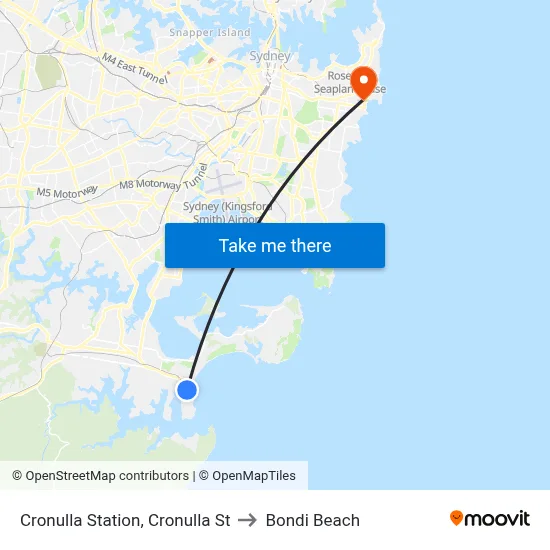 Cronulla Station, Cronulla St to Bondi Beach map