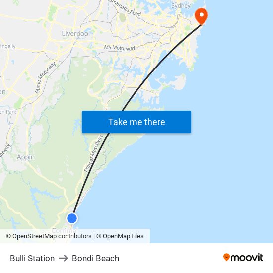 Bulli Station to Bondi Beach map