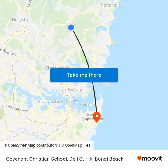 Covenant Christian School, Dell St to Bondi Beach map