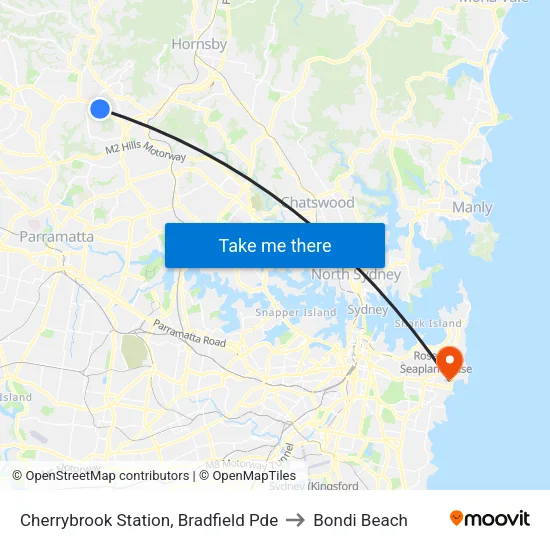 Cherrybrook Station, Bradfield Pde to Bondi Beach map