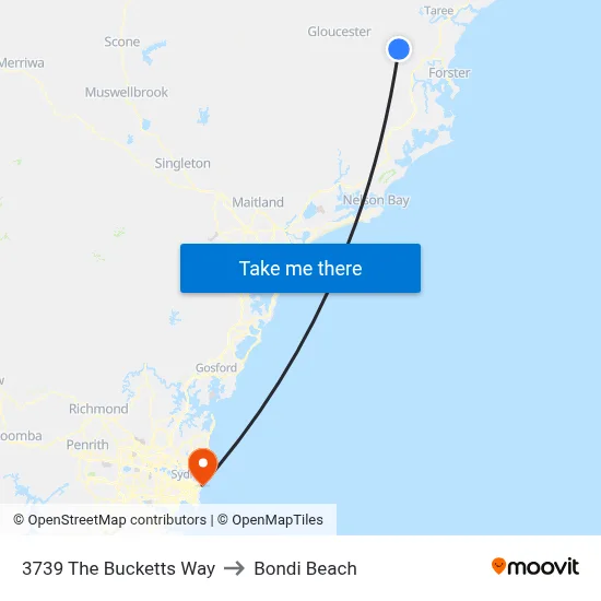 3739 The Bucketts Way to Bondi Beach map