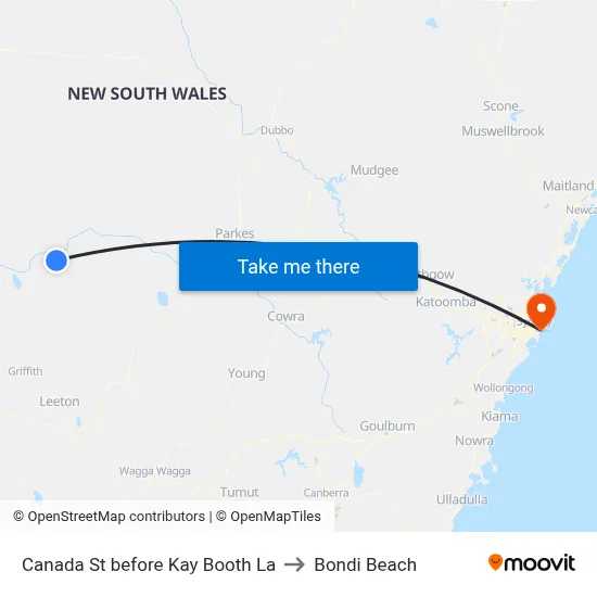 Canada St before Kay Booth La to Bondi Beach map