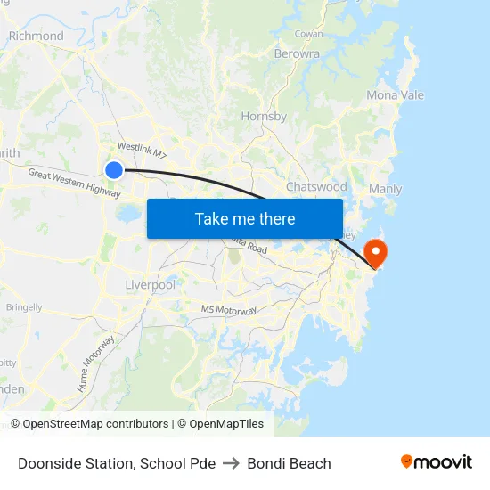 Doonside Station, School Pde to Bondi Beach map