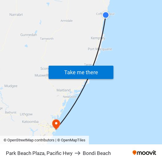Park Beach Plaza, Pacific Hwy to Bondi Beach map
