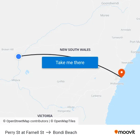 Perry St at Farnell St to Bondi Beach map