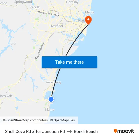 Shell Cove Rd after Junction Rd to Bondi Beach map