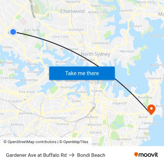 Gardener Ave at Buffalo Rd to Bondi Beach map