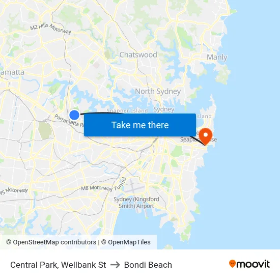 Central Park, Wellbank St to Bondi Beach map