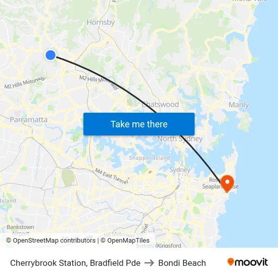 Cherrybrook Station, Bradfield Pde to Bondi Beach map