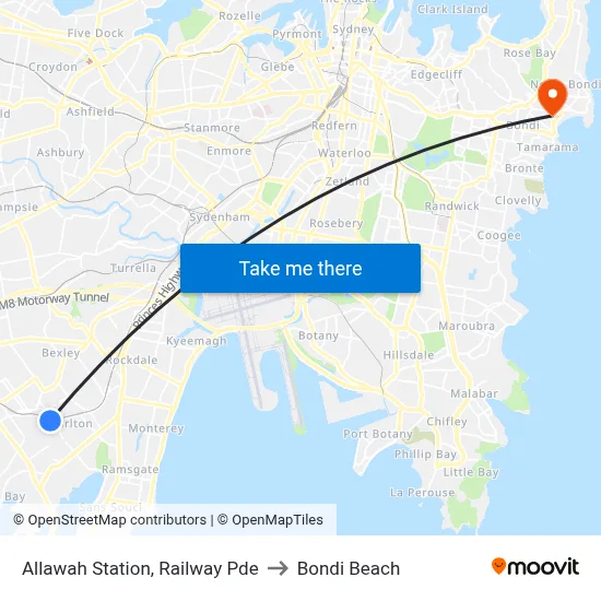 Allawah Station, Railway Pde to Bondi Beach map
