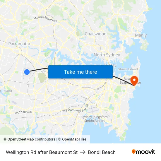 Wellington Rd after Beaumont St to Bondi Beach map