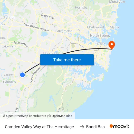 Camden Valley Way at The Hermitage Way to Bondi Beach map