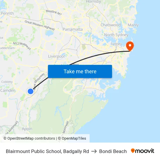 Blairmount Public School, Badgally Rd to Bondi Beach map