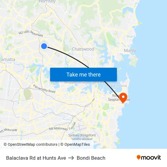 Balaclava Rd at Hunts Ave to Bondi Beach map