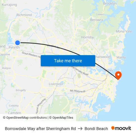 Borrowdale Way after Sherringham Rd to Bondi Beach map