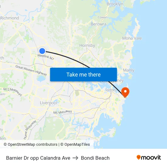 Barnier Dr opp Calandra Ave to Bondi Beach map