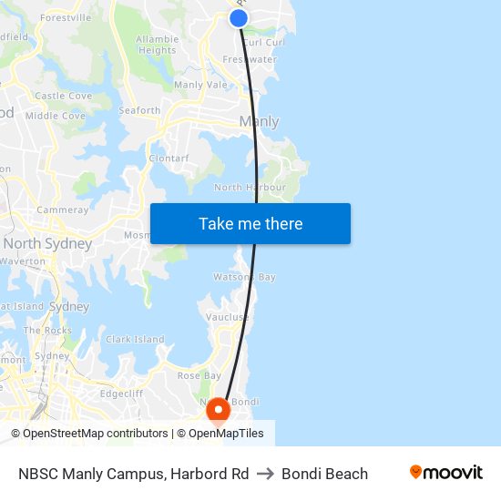 NBSC Manly Campus, Harbord Rd to Bondi Beach map