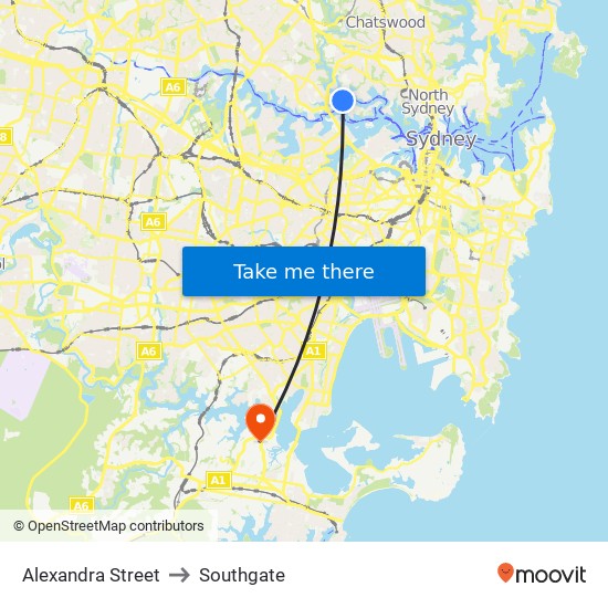 Alexandra Street to Southgate map