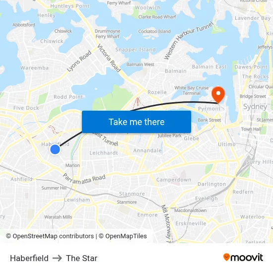 Haberfield to The Star map