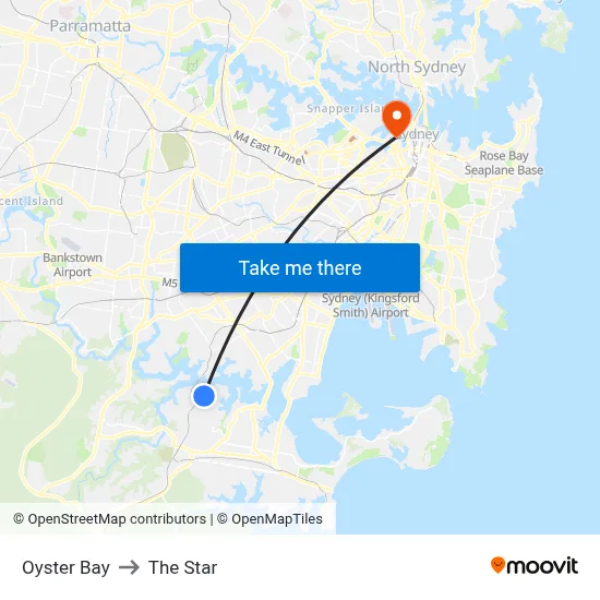 Oyster Bay to The Star map