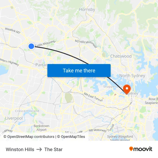 Winston Hills to The Star map