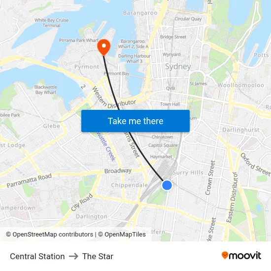 Central Station to The Star map