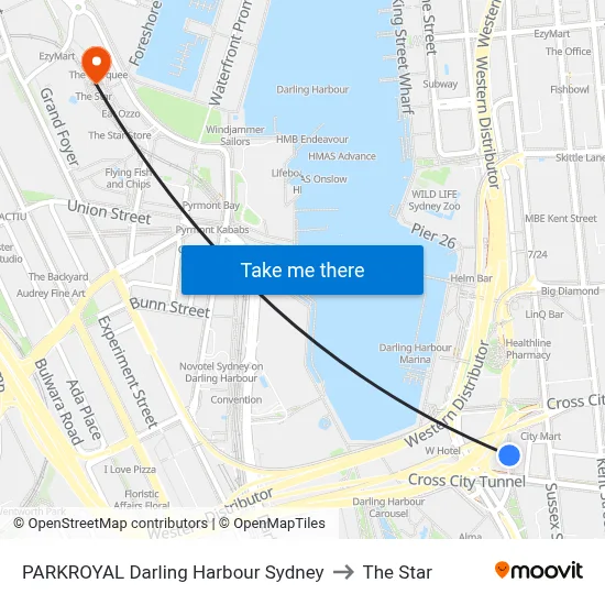 PARKROYAL Darling Harbour Sydney to The Star map