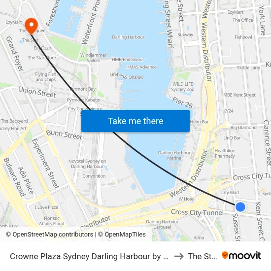 Crowne Plaza Sydney Darling Harbour by IHG to The Star map