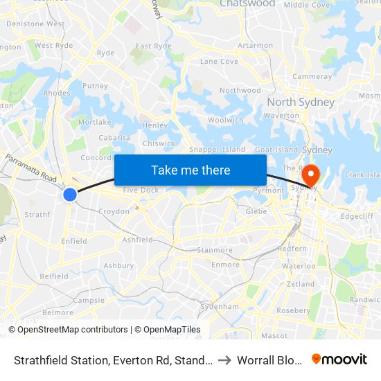 Strathfield Station, Everton Rd, Stand B to Worrall Block map