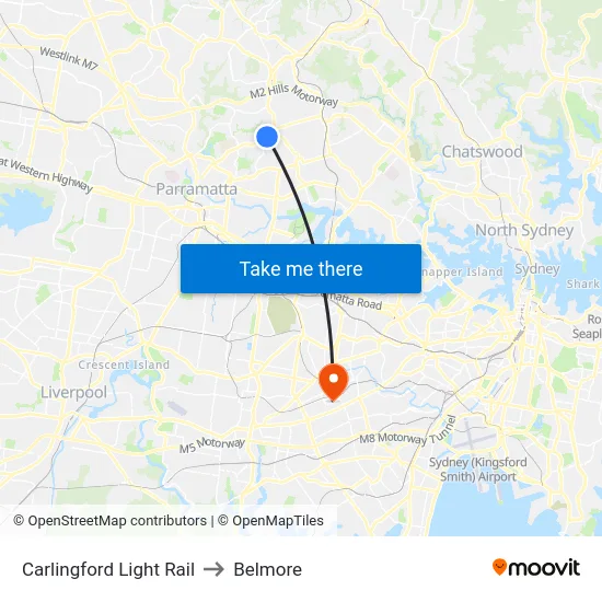 Carlingford Light Rail to Belmore map