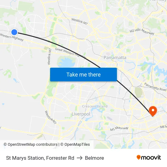 St Marys Station, Forrester Rd to Belmore map