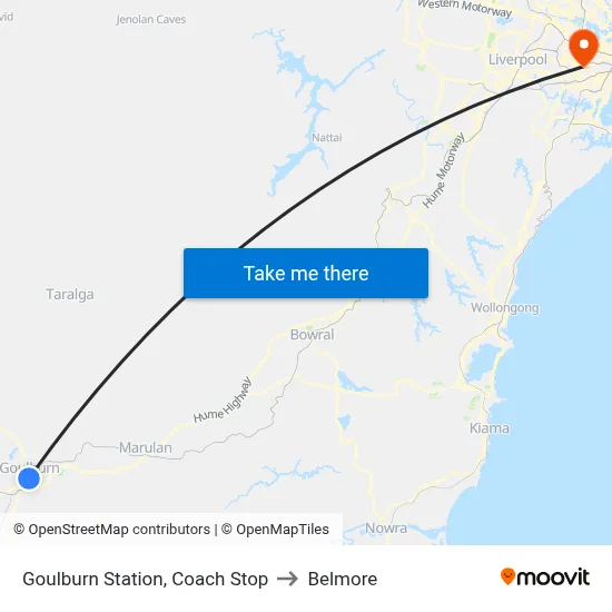 Goulburn Station, Coach Stop to Belmore map