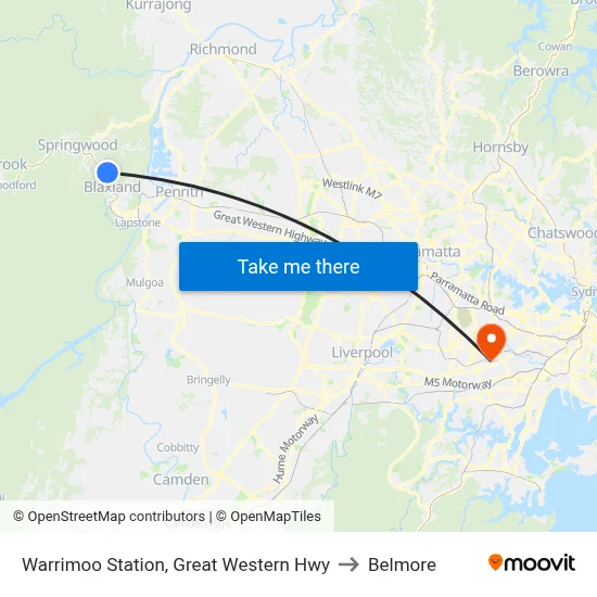 Warrimoo Station, Great Western Hwy to Belmore map