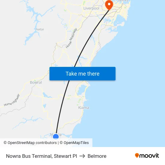 Nowra Bus Terminal, Stewart Pl to Belmore map