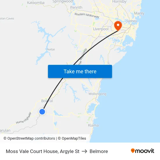 Moss Vale Court House, Argyle St to Belmore map