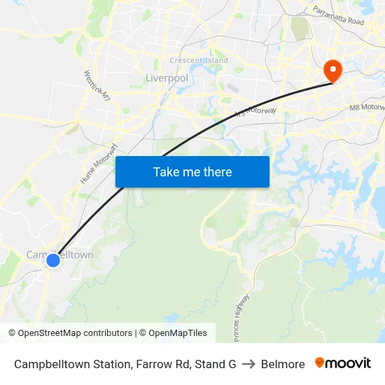 Campbelltown Station, Farrow Rd, Stand G to Belmore map